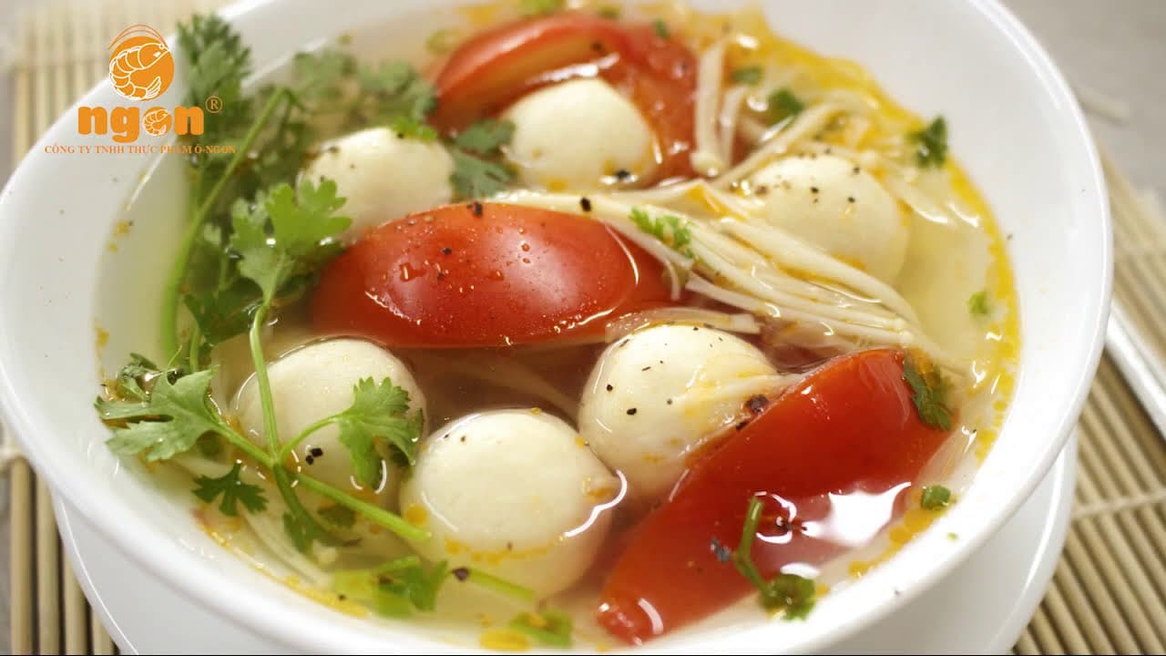 Canh Cá Viên Nấm Kim Châm