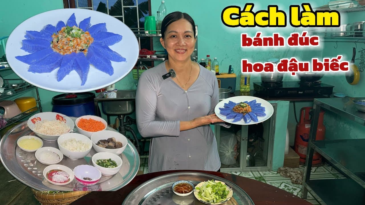 Bánh đúc chay hoa đậu biếc