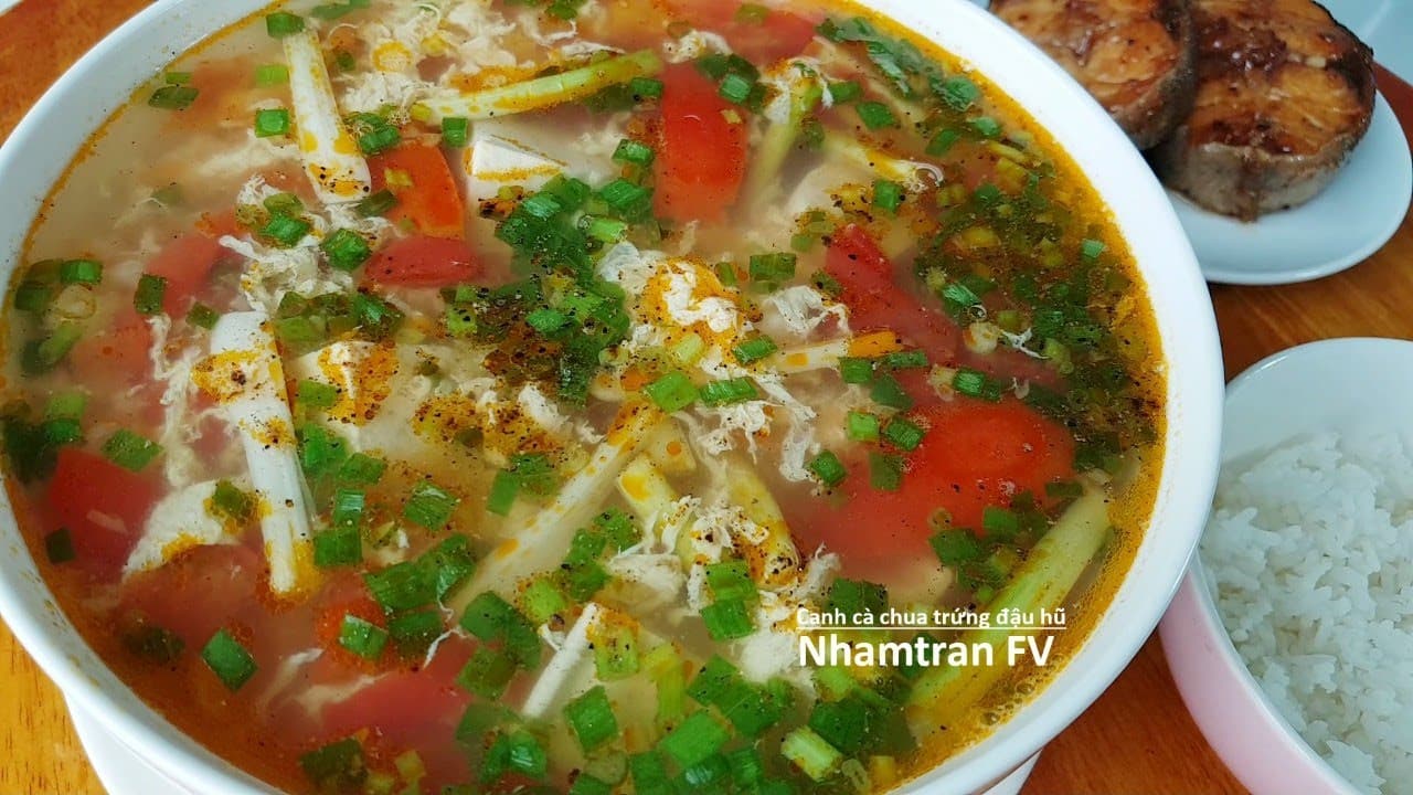 Canh đậu hũ cá cà chua trứng