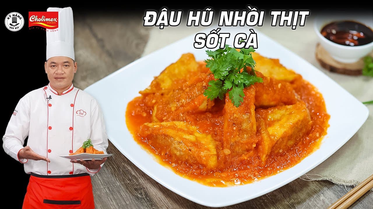 Tàu Hũ Nhồi Thịt Sốt Cà Chua