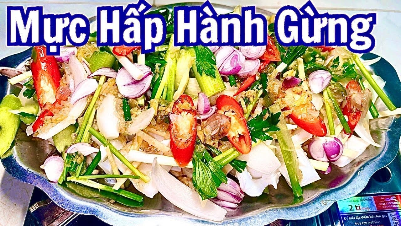 Mực hấp hành gừng