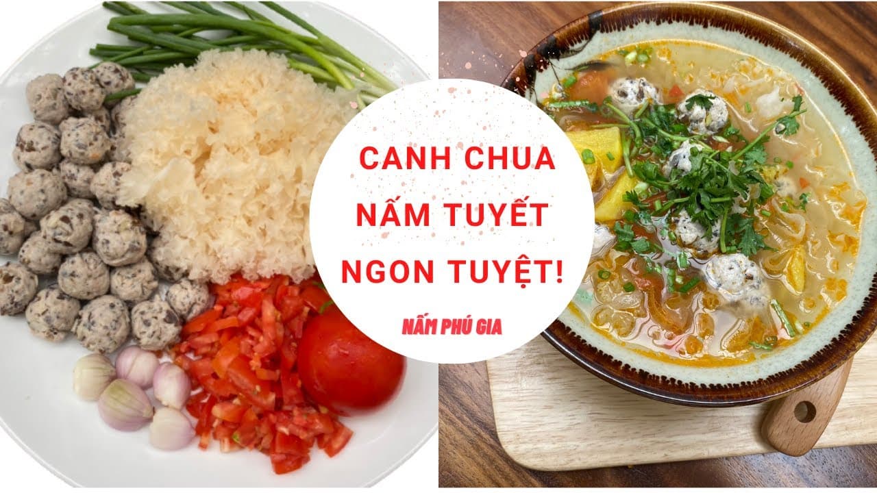 Canh nấm bạch tuyết nấu cà chua chay