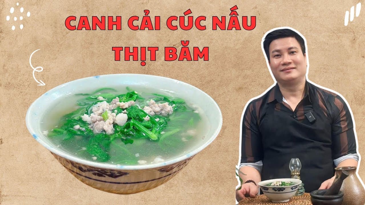 Canh cải cúc cà chua thịt băm